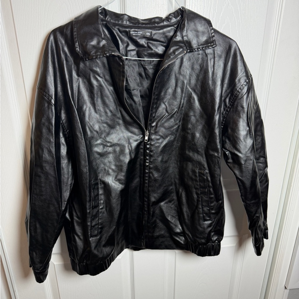 SHEIN Black Faux Leather Jacket